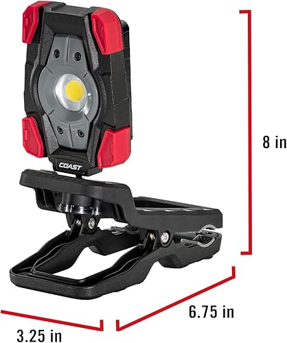 Miniatura 11 de Coast CL20R 1750 lúmenes recargable de doble potencia giratoria LED abrazadera magnética luz con haz de inundación gran angular, negrorojo