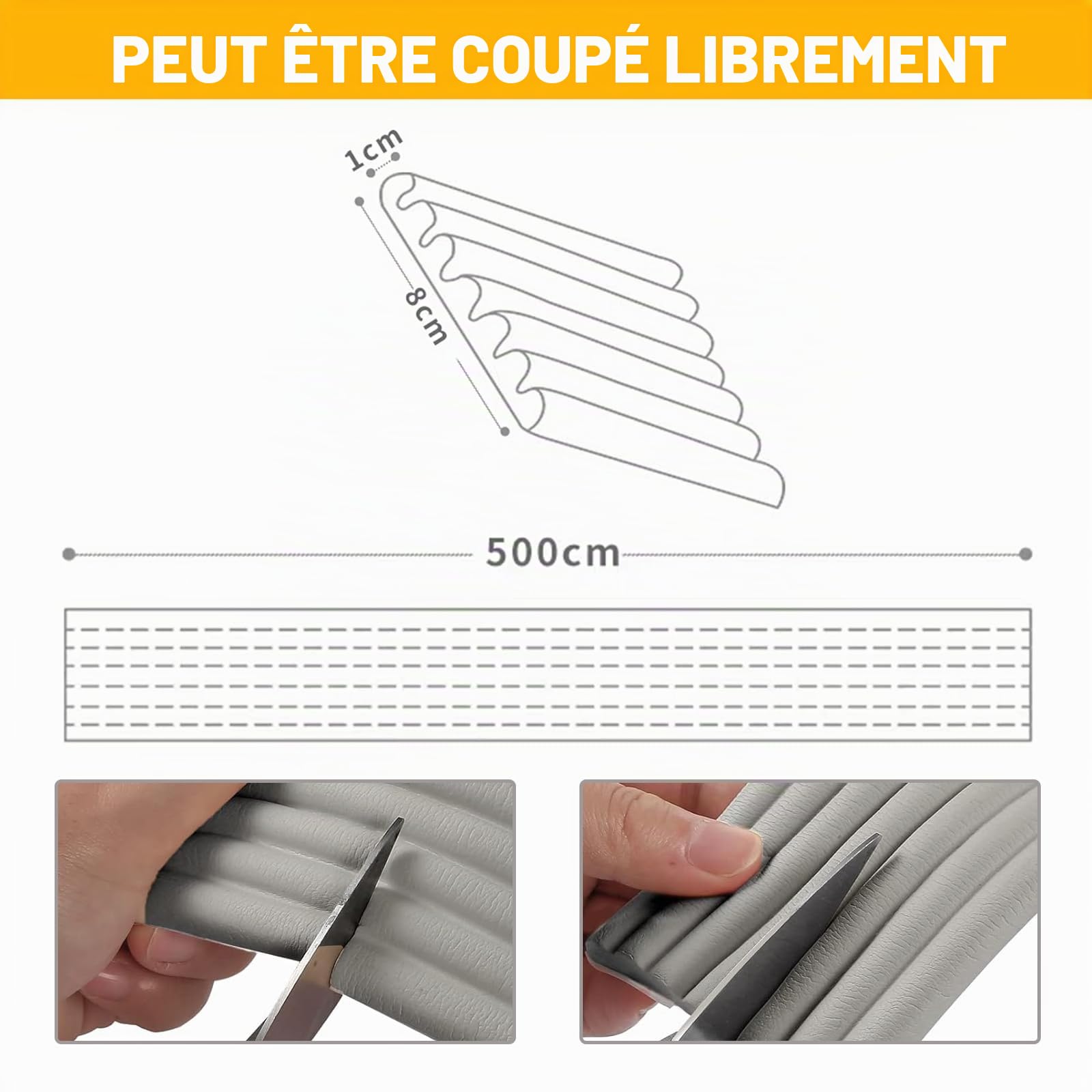 Protection des Bords en Mousse pour bébé, Protection des Coins de Table, Protection des Bords autocollante pour Enfants, lit, Rebord de fenêtre et Bureau, Meubles (Blanc., 5M X 8CM)
