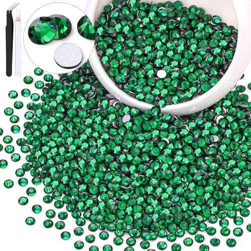 Image of 3000PCS SS20 /5mm Crystal Glass Rhinestones for Bedazzling (Emerald Green) | Flatback Rhinestones for Crafting DIY Nail Art Makeup Decoration, Gems Diomand Charms for Tumbler Shoes Clothing Mug