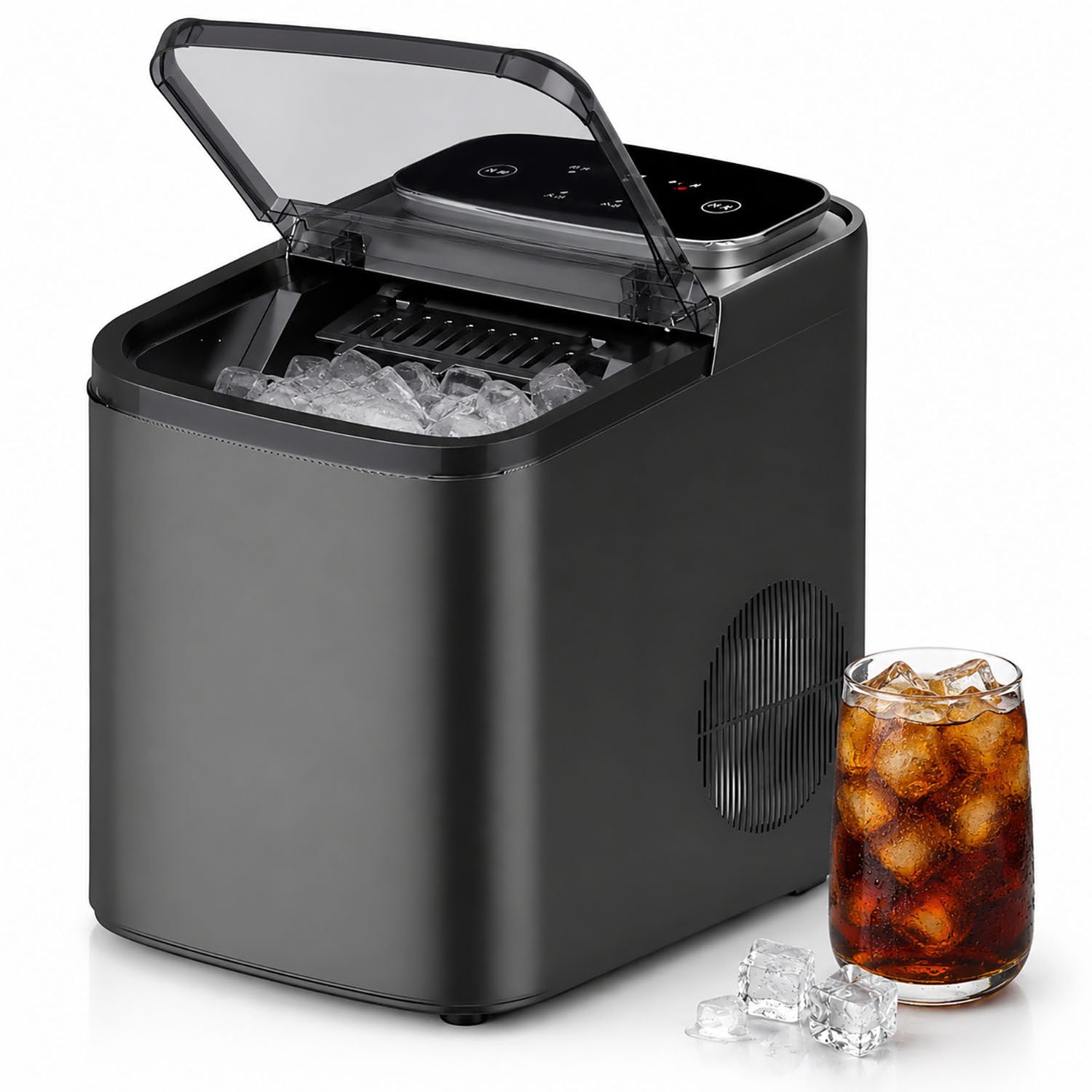 Dumipme Multicolor Countertop Bullet Ice Maker, Matte Grey Low Noise Compressor