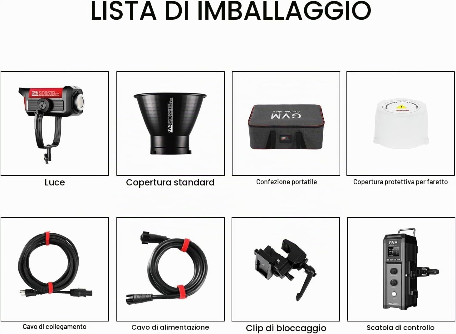 Luce video LED GVM Pro SD650B, luce continua per fotografia Bowens da 81.300 lux/m, illuminazione video LED bicolore per set di studi cinematografici, illuminazione per conferenze CRI 97+, 2700K-6800K