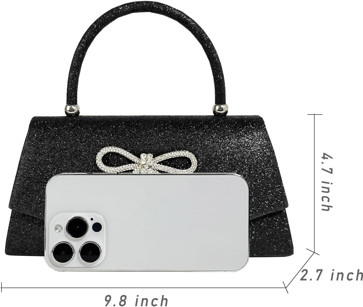 Womens Evening Bag Sparkly Bow Clutch Purse Wedding Party Purses Glitter Rhinestone Cocktail Prom Handbags - Image 5