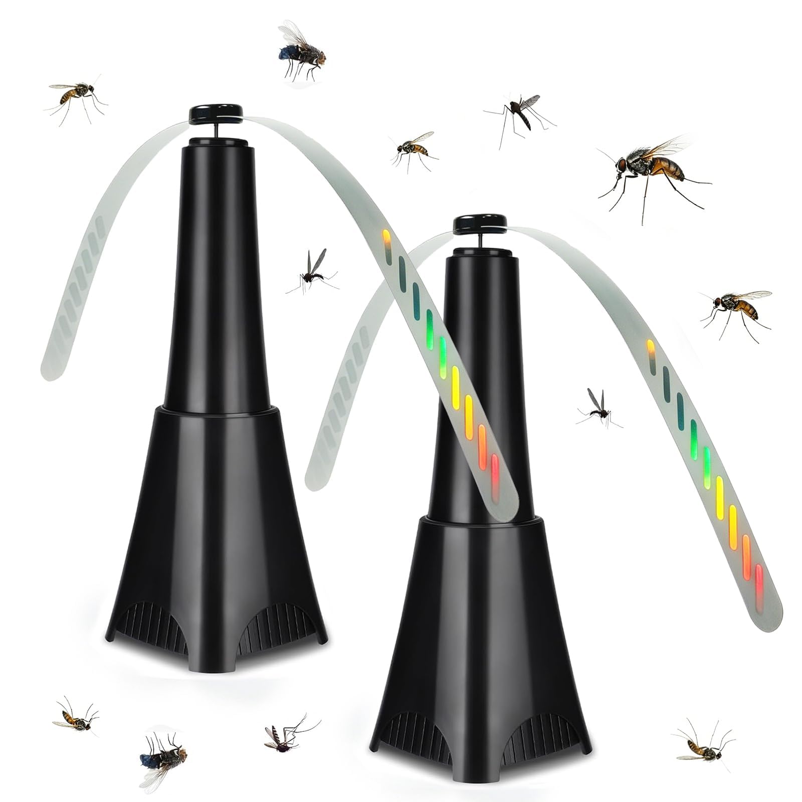 2 Packs Fly Repellent Fan for Tables Insects Repellent Fly Fan Portable Table Fly Fan for Outdoor Indoor Keep Flies/Bug Away from Your Food ultra-quiet soft fan safe for food (2pcs)