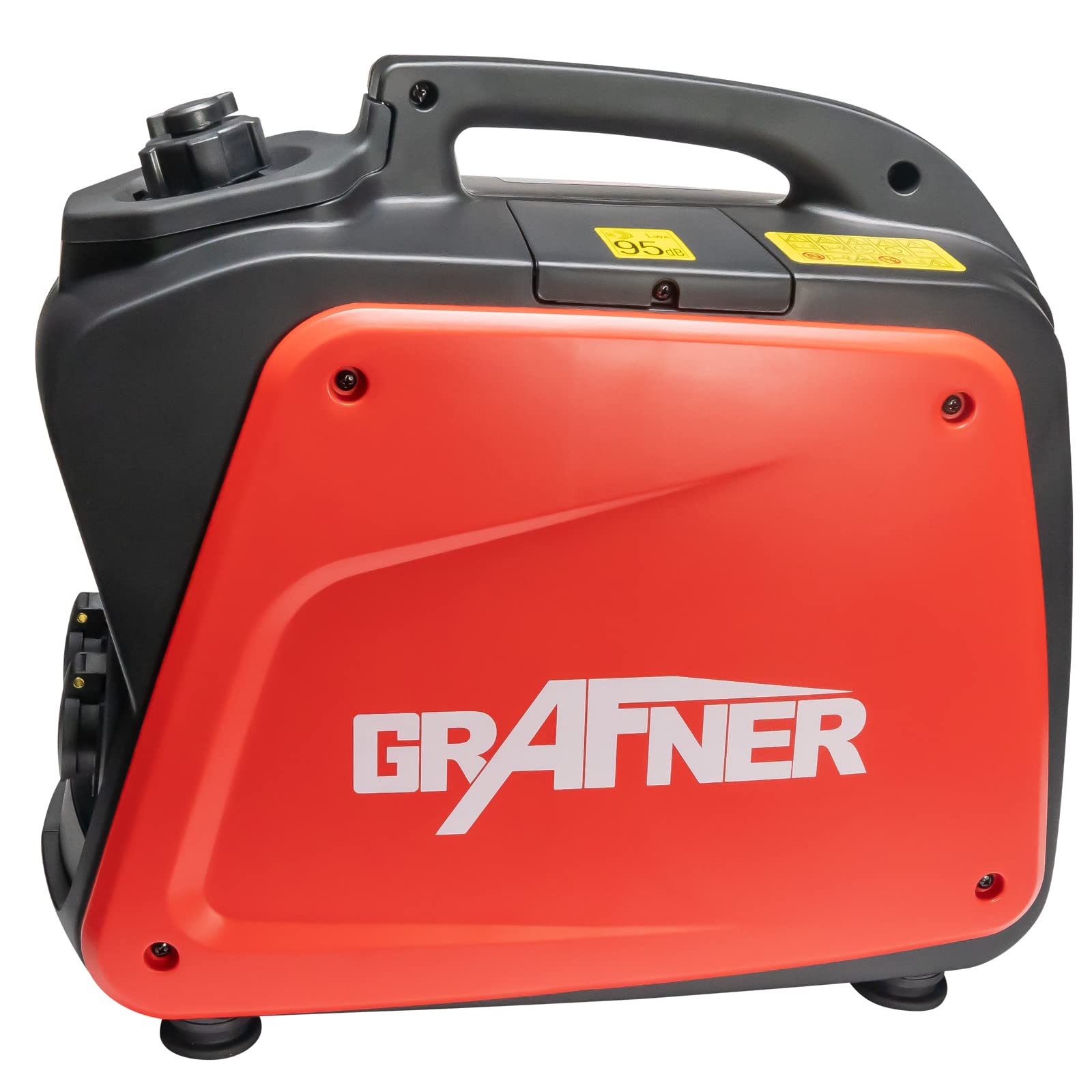 Grafner Inverter Stromerzeuger 2200 W (2 KW Dauerleistung), Benzinbetrieb 4 Takt, 2x 230V, Invertertechnologie für empfindliche Geräte, leicht robust, digitaler Benzin Generator Notstrom Aggregat