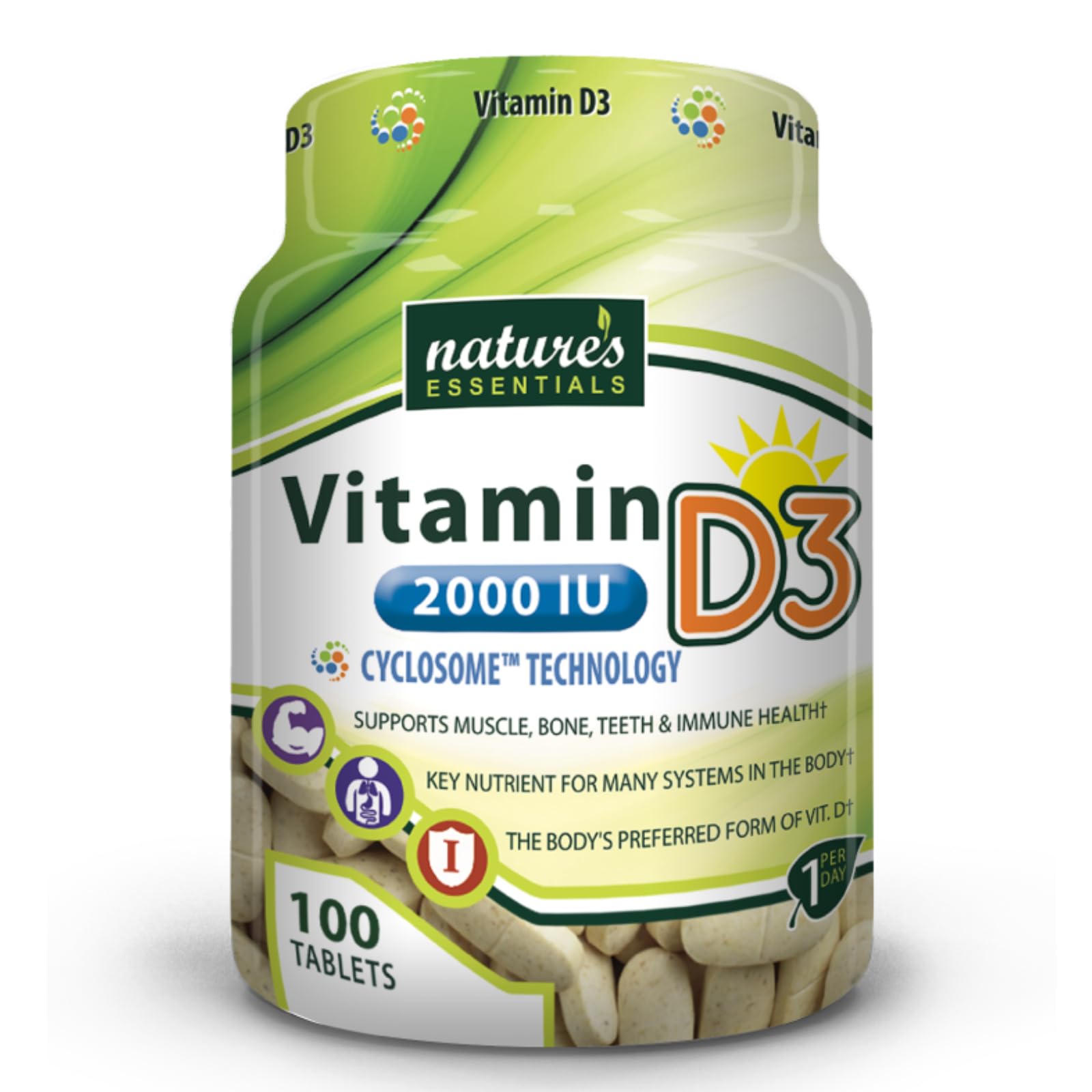 NATURE'S ESSENTIALS Vitamin D3 2000 IU, 100 Tablets