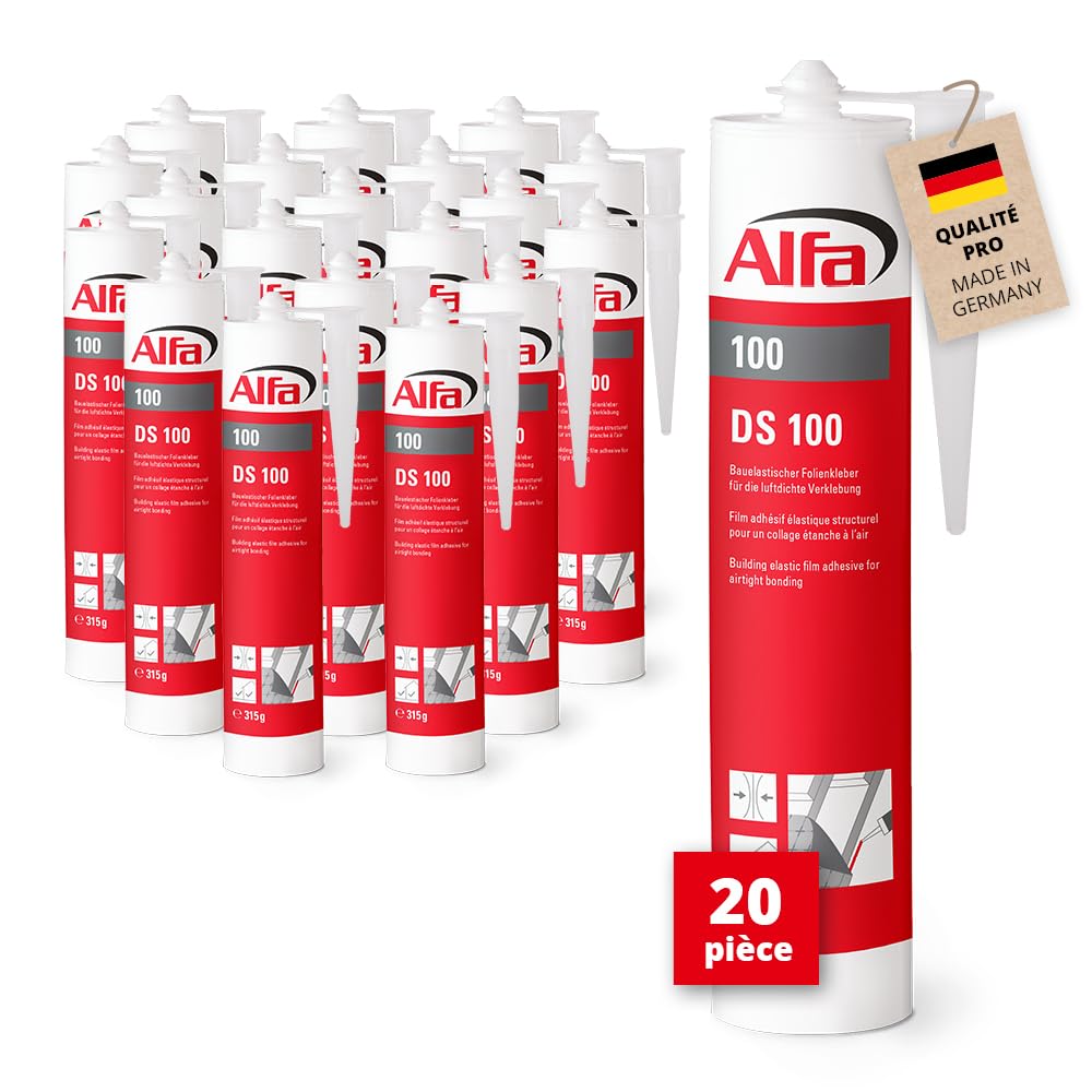 Alfa DS Colle d'étanchéité pour pare-vapeur & films – 315 g – 20 pièces | Mastic d'étanchéité élastique intérieur et extérieur pour un collage étanche à l’air des chevauchements, DIN 4109