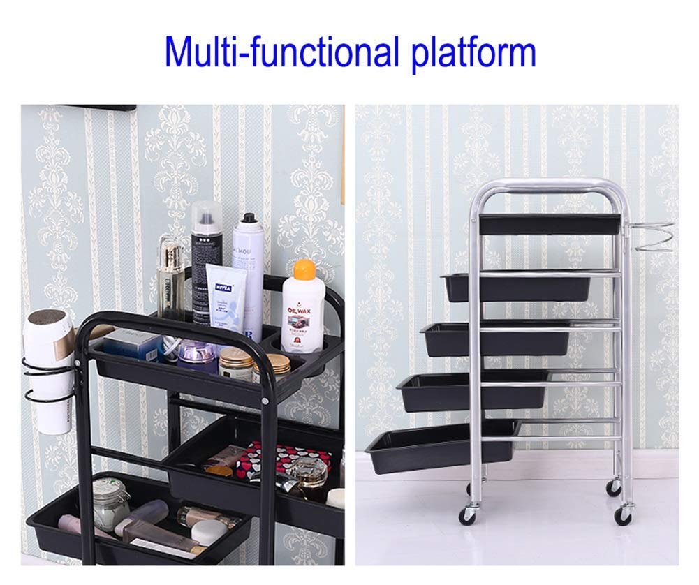Carrello per Salone Di Bellezza con 4 Cassetti in e Porta Asciugacapelli - Organizer per Impieghi Gravosi