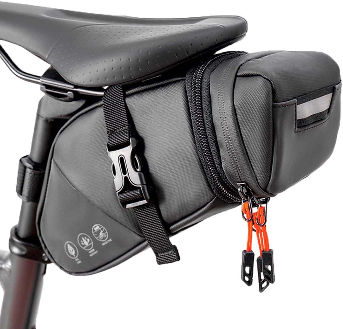 Bike Seat Bag, Expandable Bicycle Saddle Bag Under Seat, Waterproof Cycling Seat Pack for Mountain Road Bikes and Commuter, 1.5-2L