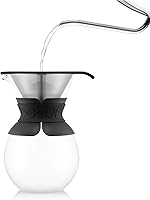 Vista 3 de Bodum Cafetera de Vertido de 34 onzas, Vidrio de Borosilicato Resistente a Altas Temperaturas con Filtro de Acero Inoxidable Reutilizable y Agarre