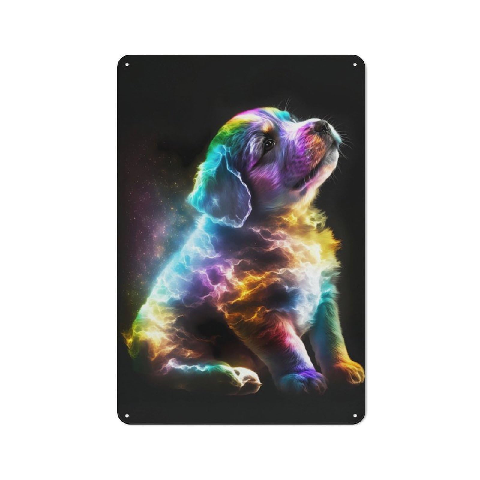 Junmoney Cute Galaxy Puppy Metal Plaque 30X20cm With For Home Bar Wall, Retro Decor, For Garage, Workshop And Man Cave Decoration