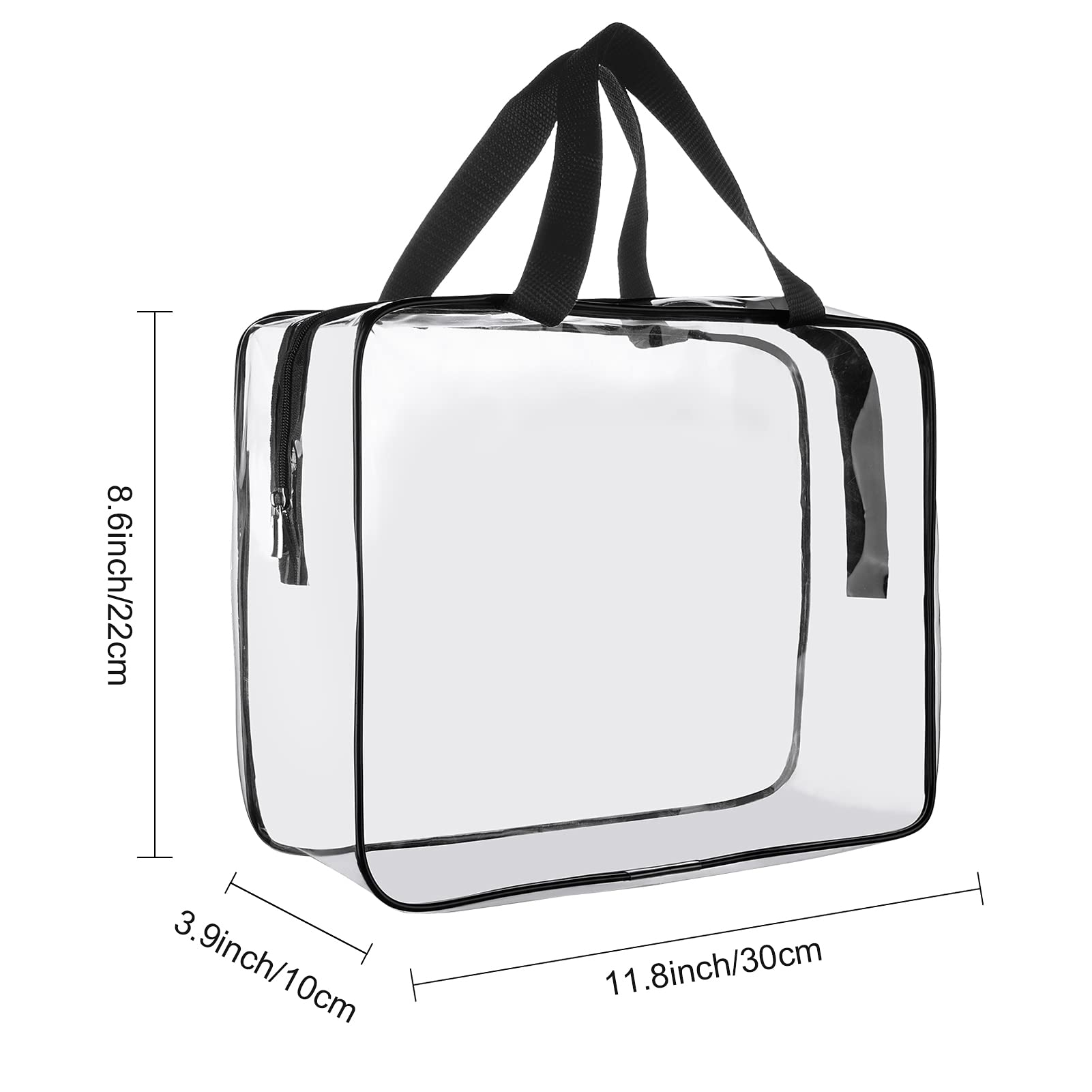 Kulturbeutel, transparent, Quartgröße, Reise-Make-up-Kosmetiktasche, PVC, Toilettenartikel, Kosmetiktasche für Damen und Herren, 3 Stück, Transparent, 2L, Minimalistisch