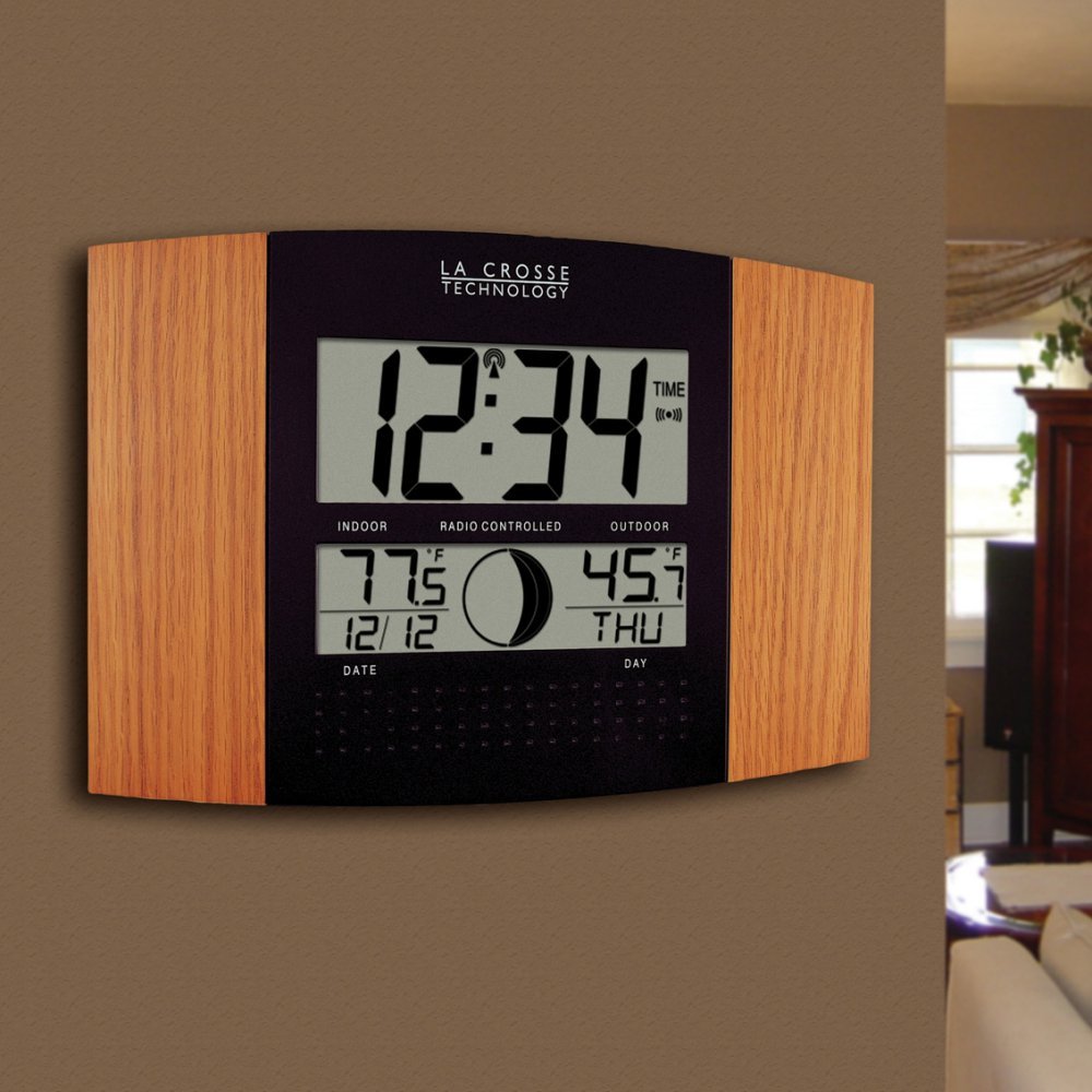 Buy La Crosse Technology WS8117UITOAK Atomic Wall Clock with Outdoor