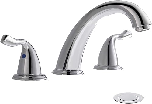 Grifo de lavabo de baño extendido de 3 agujeros y 2 manijas cromadas acabado por phiestina, con manguera en forma de Y y drenaje desplegable,