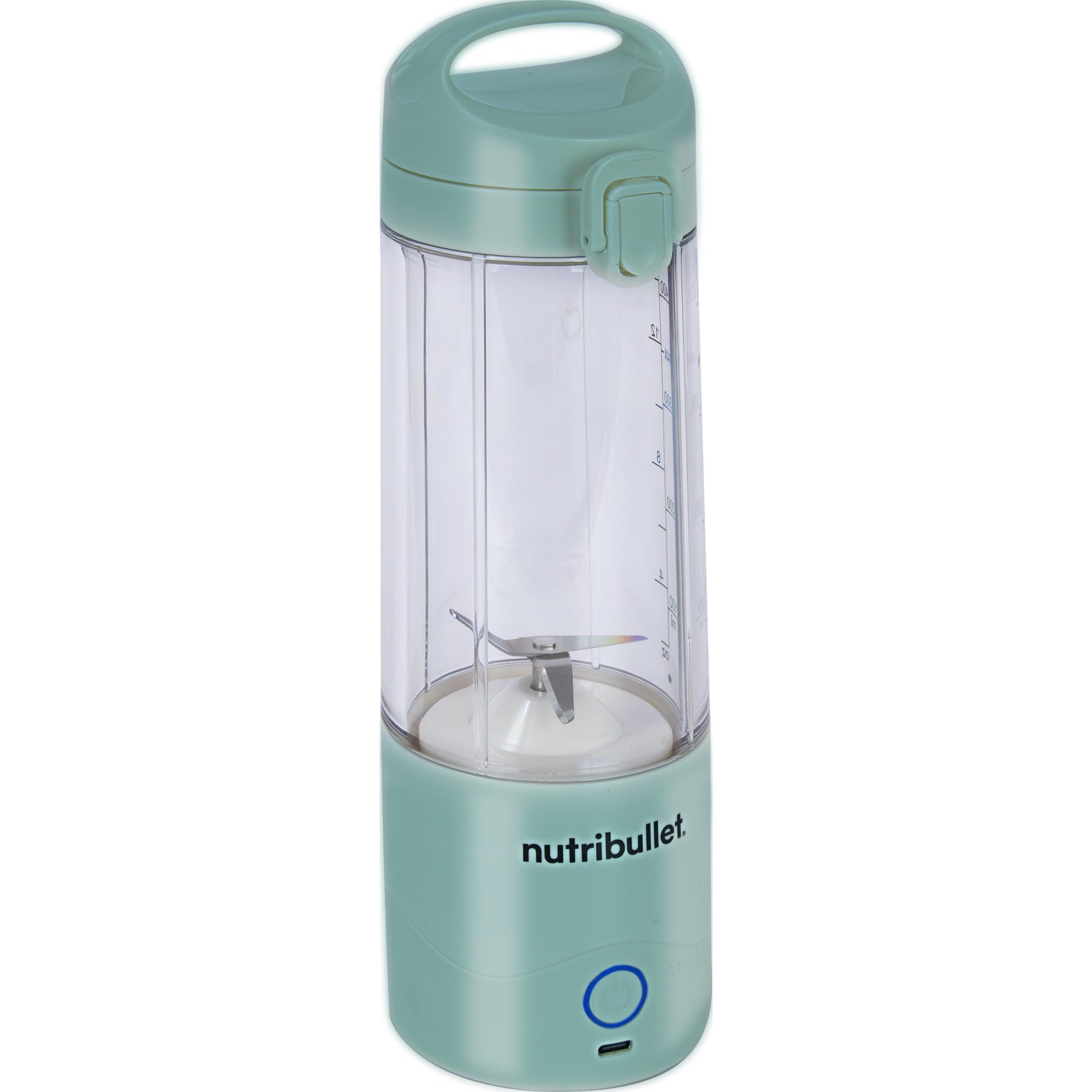 nutribullet Portable Smoothie Maker to Go, 475 ml BPA-Free Cup, Wireless, Rechargeable for 15+ Mixing, Portable Mini Mixer for Mix & Go, Crushes Ice & Fruit, Light Blue, NBP003LBL