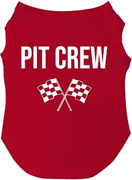 Pit Crew Dog Tee Shirt | Sleeveless | Racing | Motor Sport Fan | Trackside | Fast Lane | Birthday Red, Large 49