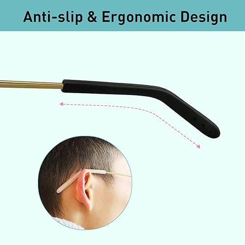 Miniatura 4 de Puntas de extremo de las patillas para lentes antideslizantes, funda de tubo de silicona suave, retenedores de repuesto para patas planas de metal