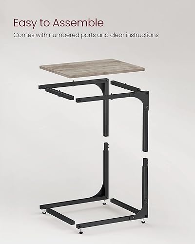 Miniatura 7 de VASAGLE Juego de 2 mesas auxiliares en forma de C, mesa auxiliar pequeña para sofá, mesa de sofá con marco de metal para sala de estar, dormitorio,