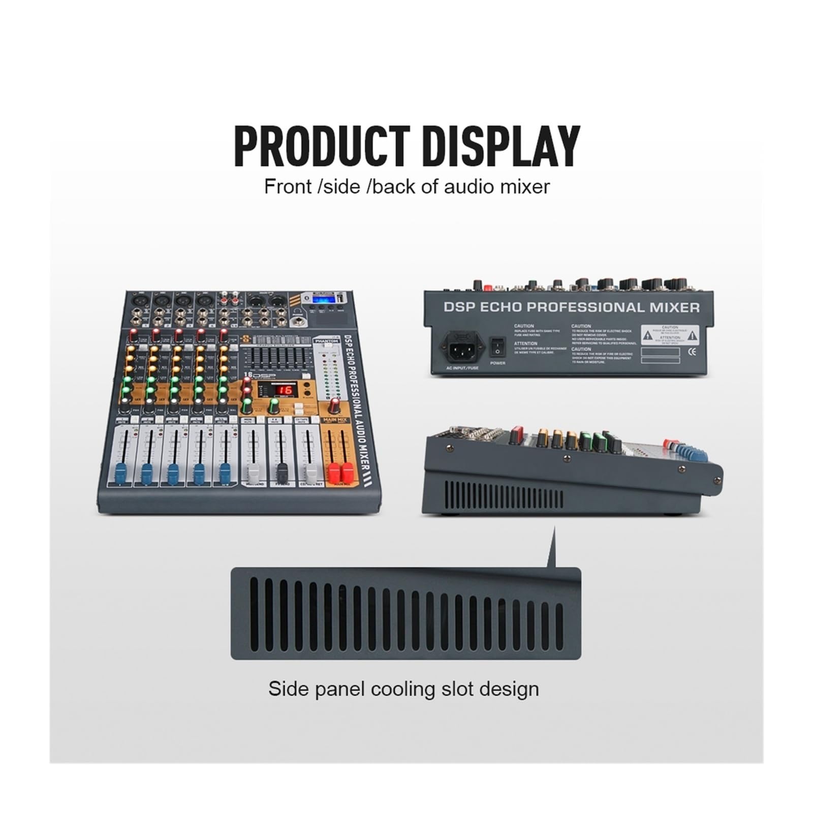Mikser dźwięku, 6-kanałowy mikser DJ Consoler z zasilaniem Phantom 48V USB do nagrywania na scenie