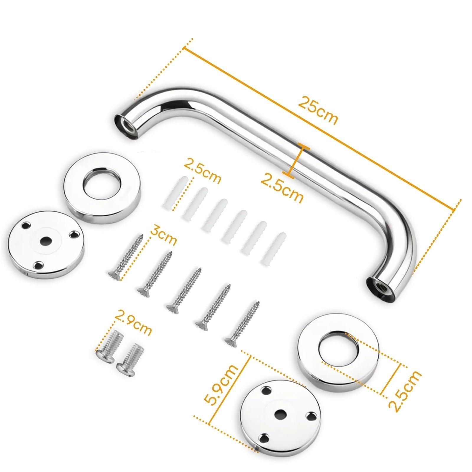 Maniglione da Bagno Maniglia per Vasca da Bagno, corrimano di Sicurezza per Bagno, Barra di Sostegno a Parete per WC e Doccia, corrimano di Sicurezza Antiscivolo(30cm 2pcs)
