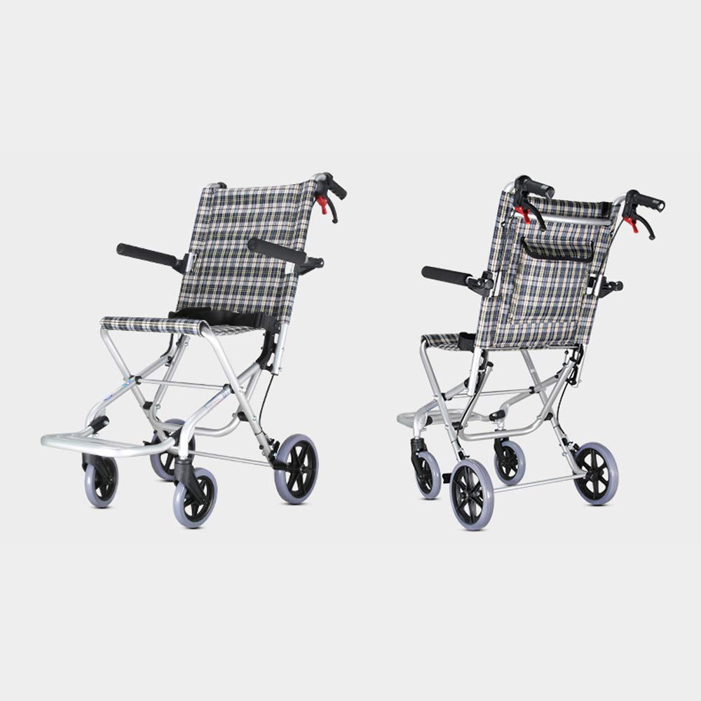 CLoxks Sedia a rotelle,Trasporto Sedia da Viaggio Portatile semovente Pieghevole Carrello da Viaggio per aeromobili per disabili Anziani in Lega di Alluminio