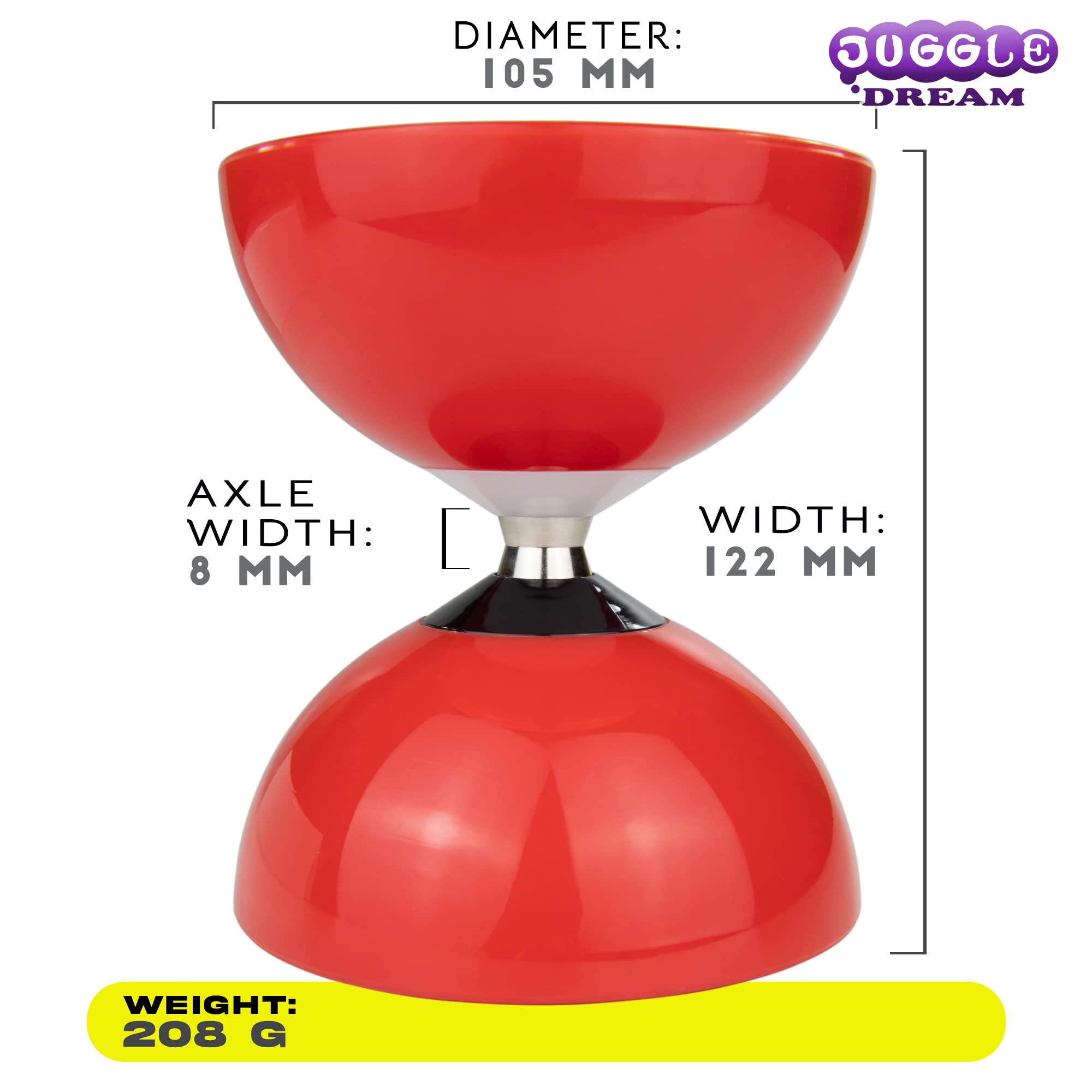 Juggle Dream Carousel Diábolo Set para Malabares - Pro Triple Rodamiento Diábolo con Varillas de Aluminio y Vídeo de Aprendizaje en Línea (Rojo)
