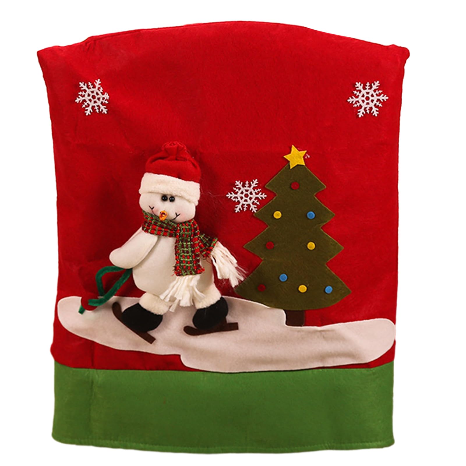 Elnwnnkc Snowman Christmas Chair Back Cover Adorable Cartoon Santa Chair Back Decor Forxmas Kitchen Dining Slipcovers Santa Covers Festive Covers Cartoon Christmas Home Decorations