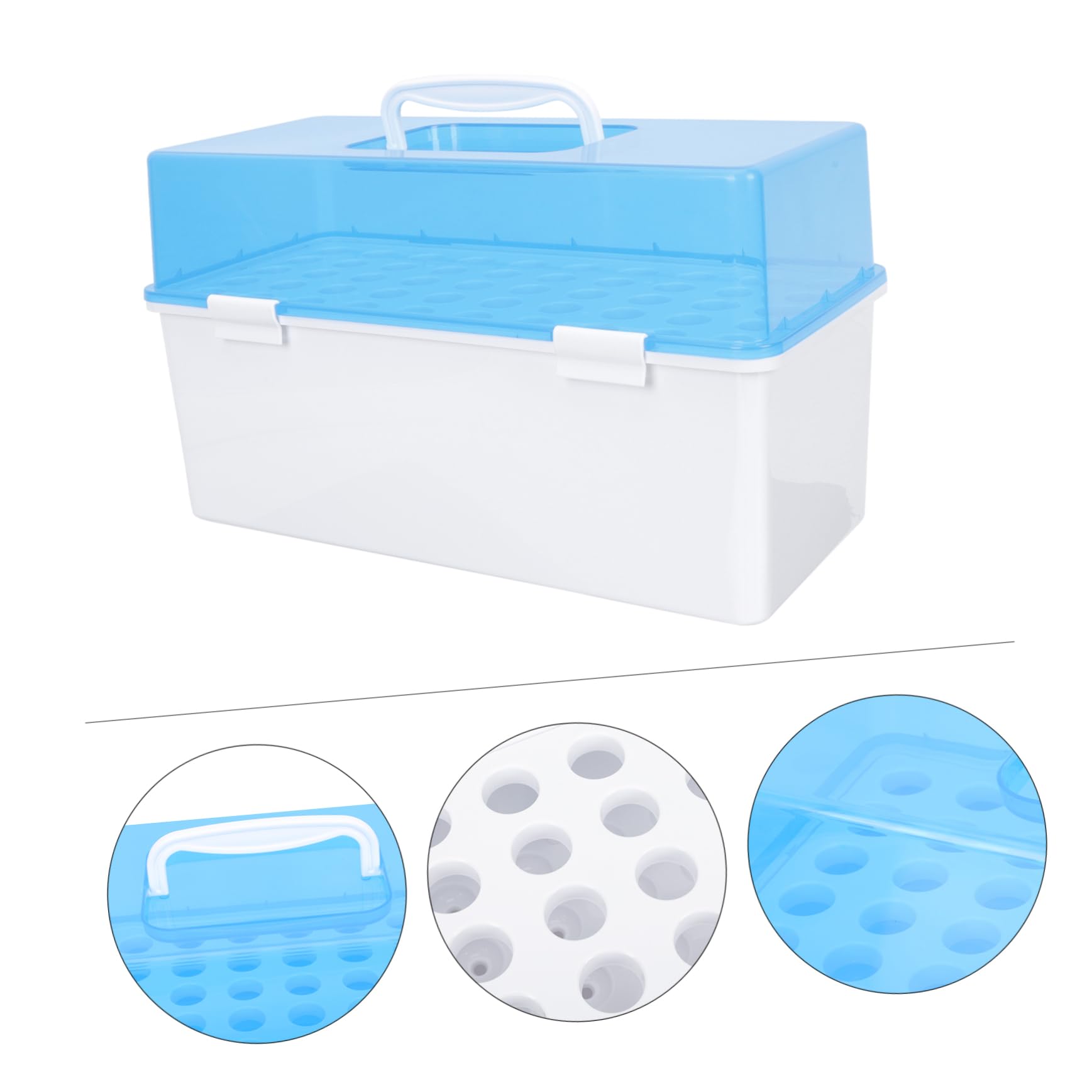 GLEAVI Scatola di Immagazzinaggio da 50 Posti per Provette in Plastica Blu Design Multi-foro Angoli Arrotondati e Superficie Liscia, per Ospedali e Laboratori