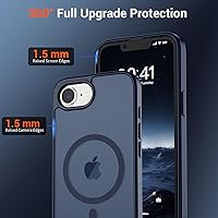 Vista 1351 de SUPFINE Funda magnética para iPhone 11 con protector de pantalla (compatible con MagSafe) (protección contra caídas de grado militar), translúcida