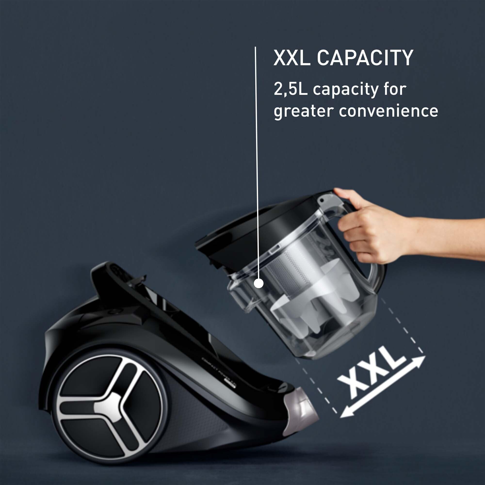 Tefal Compact Power XXL - Aspirador ciclónico de animal para coche, sin bolsa, color negro, recipiente de 2,5 L, alcance de 8,8 m