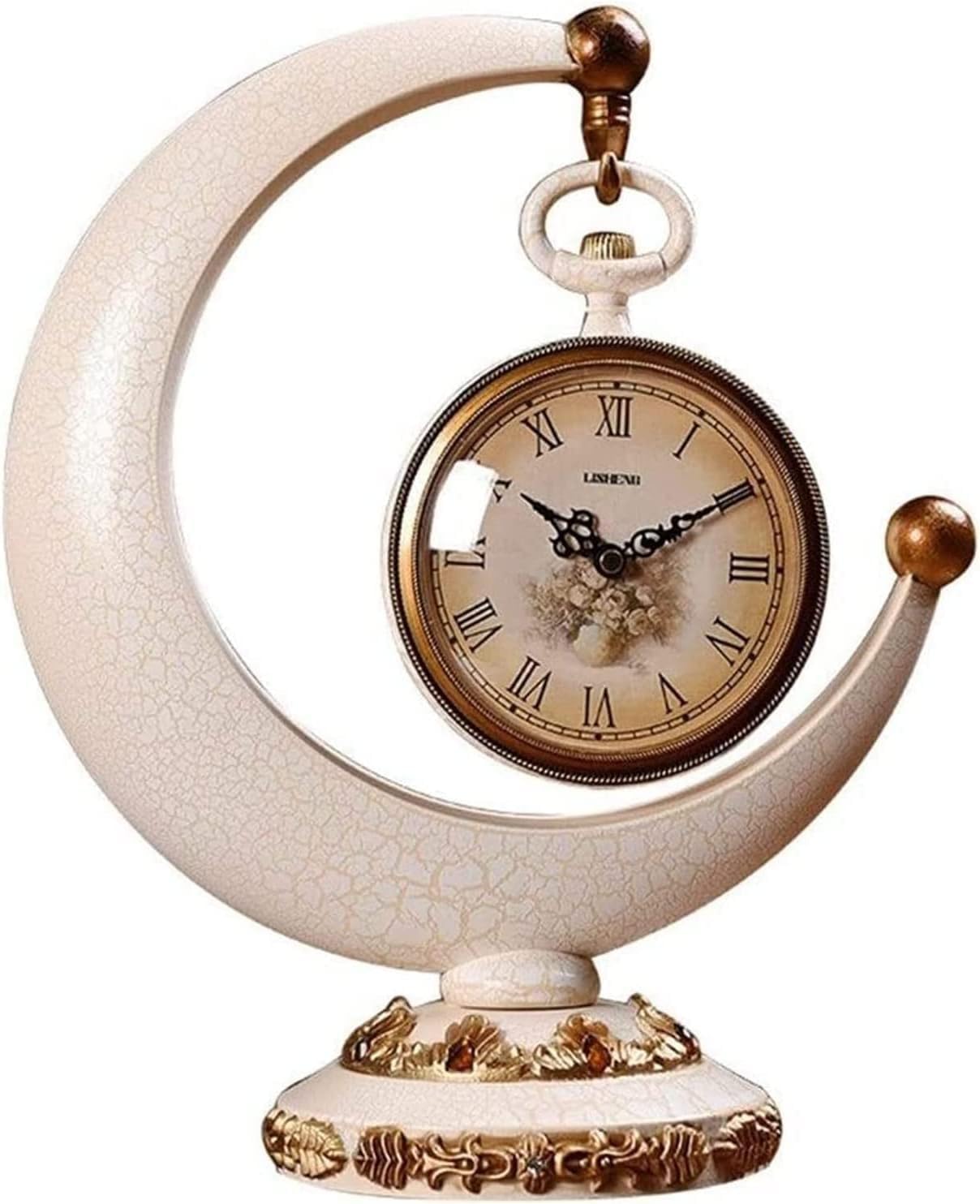 Wcxixo Table Clock VintageCreative Table Clock Swing Roman Numerals Battery Operated Decorative Mantel Clocks