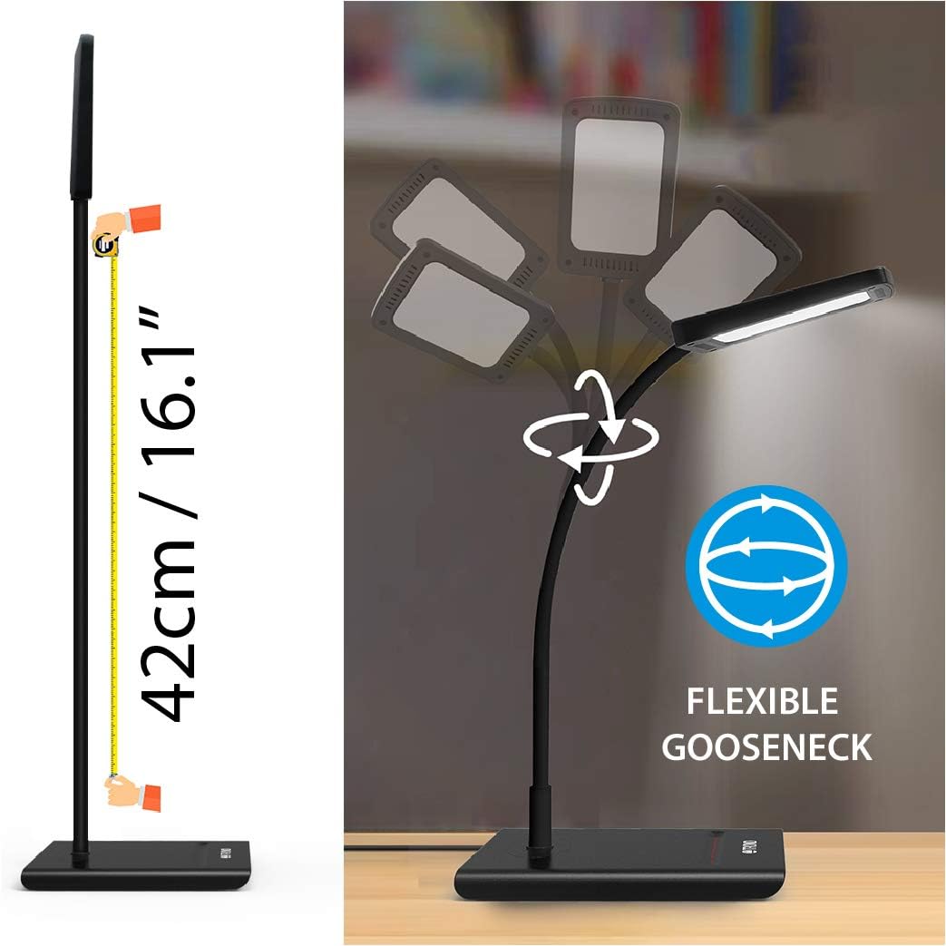 Surge Protector Power Strip with USB, TROND 3 USB A & 1 Type C, 4 AC Outlets + TROND Desk Lamp, Dimmable Eye-Caring, 3 Color Modes 7 Brightness Levels, Flexible Gooseneck, Desk Light for Home Office
