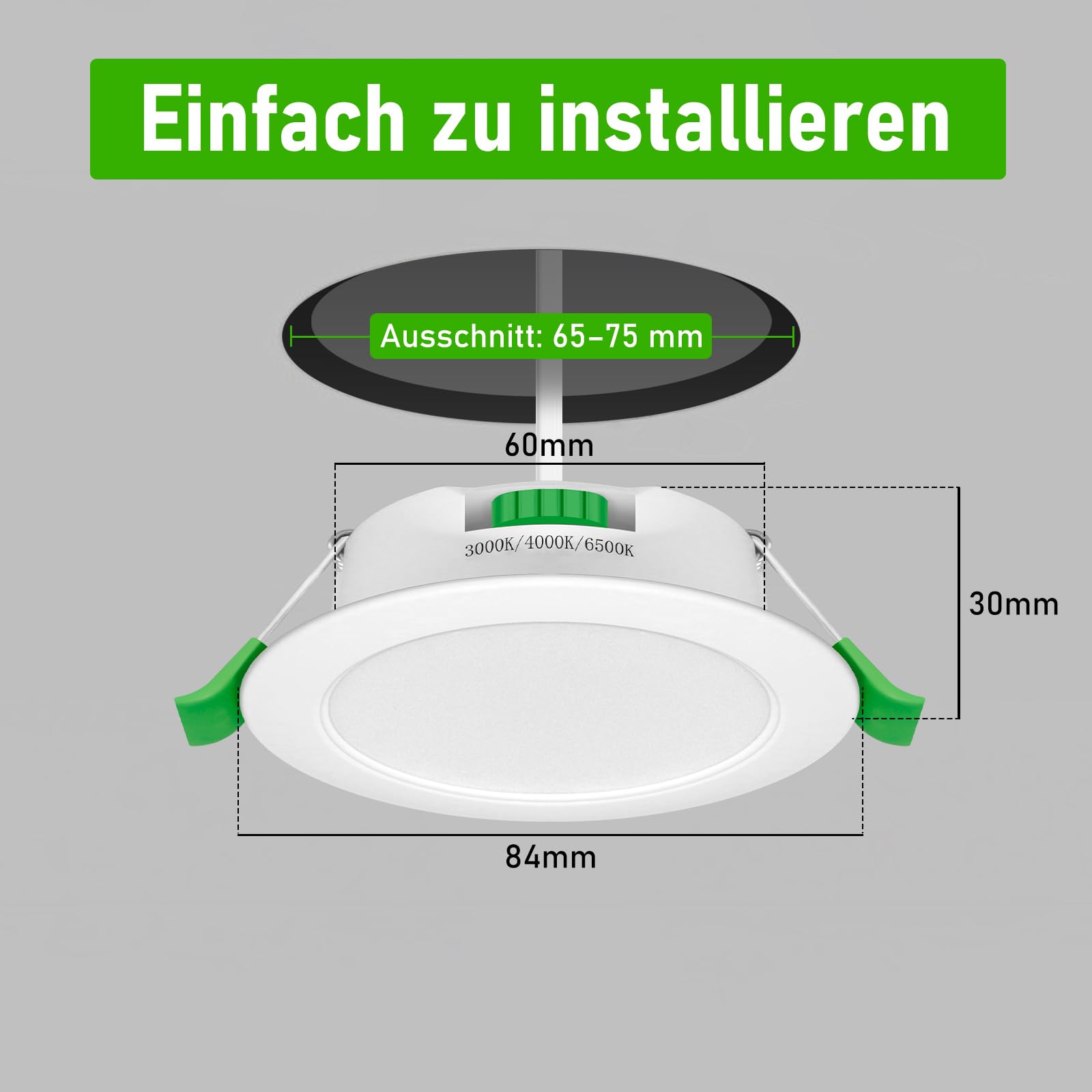 Faretti Led da Incasso per Cartongesso 230V, 7W Foro Φ 65-75mm, IP44, Dimmerabile, Faretti LED Soffitto, Bianco Caldo 3000K Bianco Neutro 4000K Bianco Freddo 6500K, Set di 12
