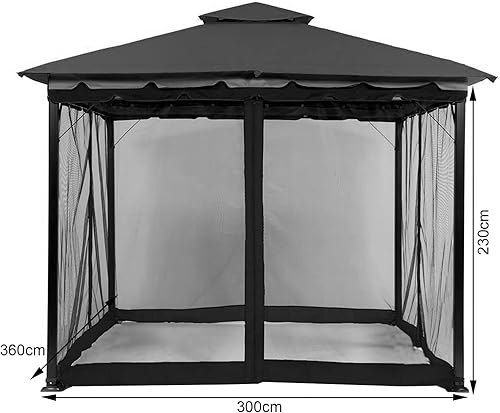 Miniatura 2 de Wonwon - Mosquitera de repuesto para kiosco de patio, 4 paneles con cremallera para jardín (negro, 9.8 pies x 11.8 pies)