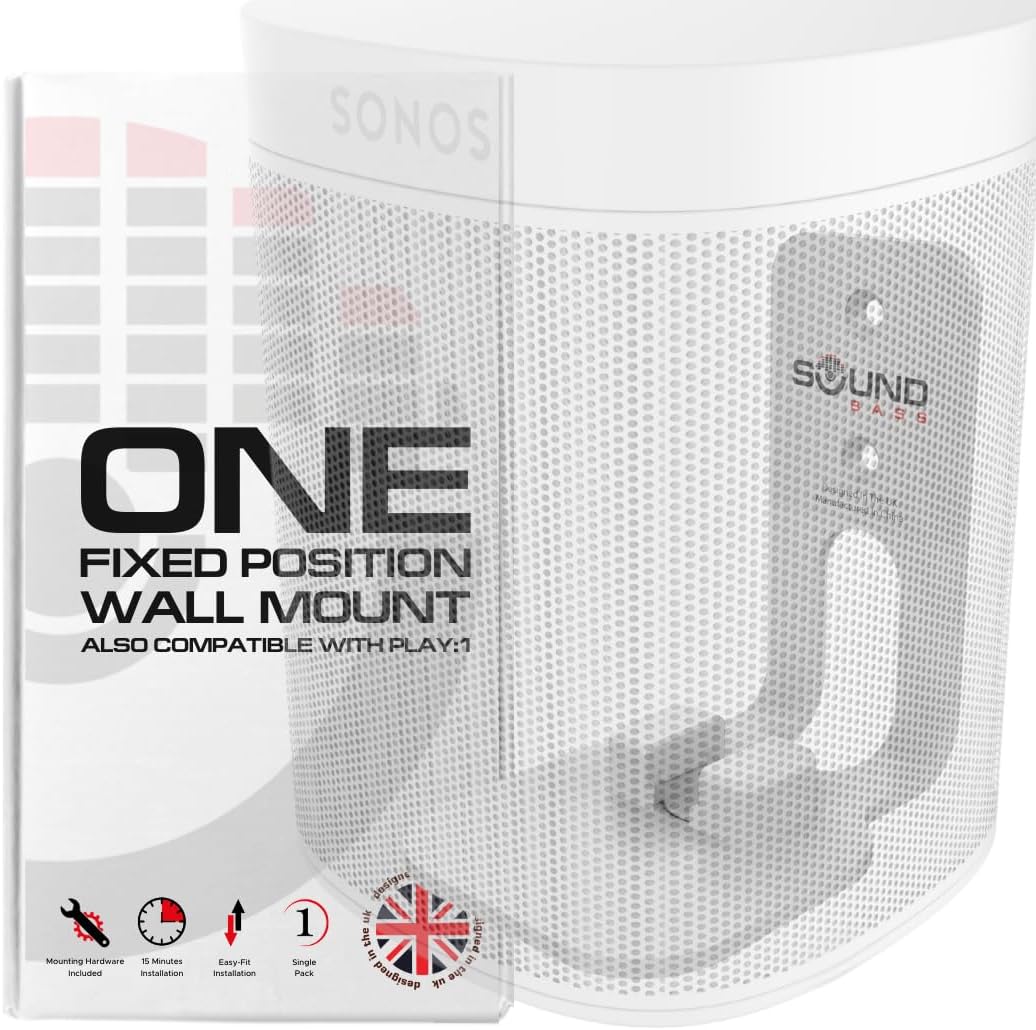 ONE, ONE SL & Play:1 Wall Mount Bracket, White, Compatible with Sonos ONE & PLAY1 Speaker