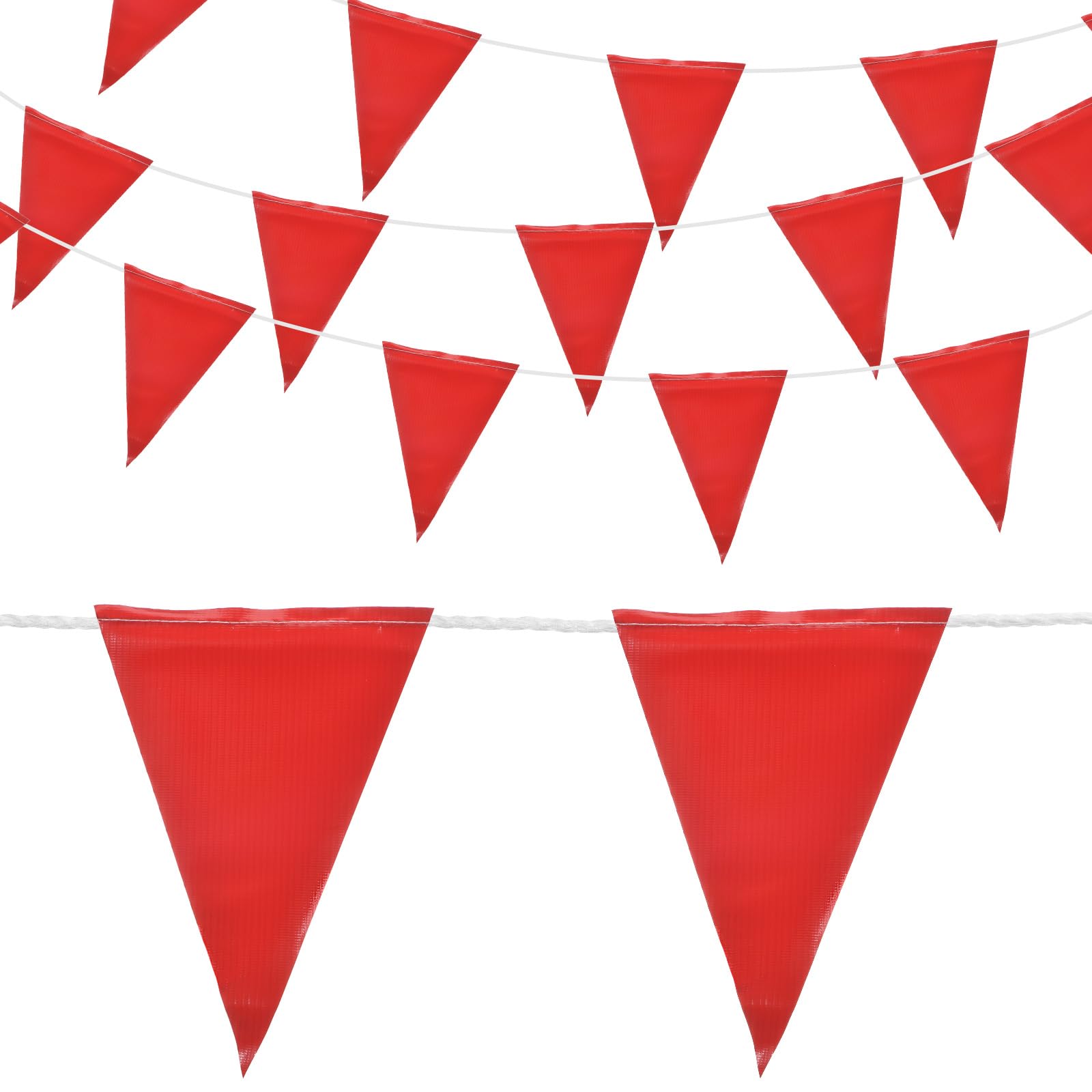 sourcing map 98ft Red Bunting Banner, 45pcs Triangle Flags Pennant Banners for Indoor Outdoor Party Traffic Construction Warning