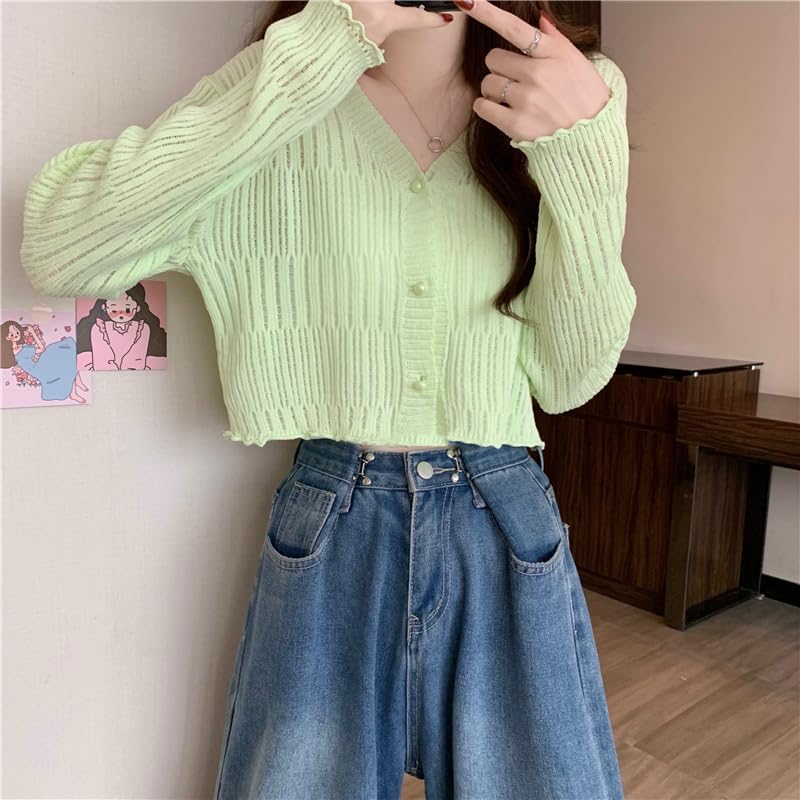 Image of ICW Women's Knitted Ribbed Cardigan Long-Sleeve V-Neck Button-Up Shrug Jacket Top Dn85
