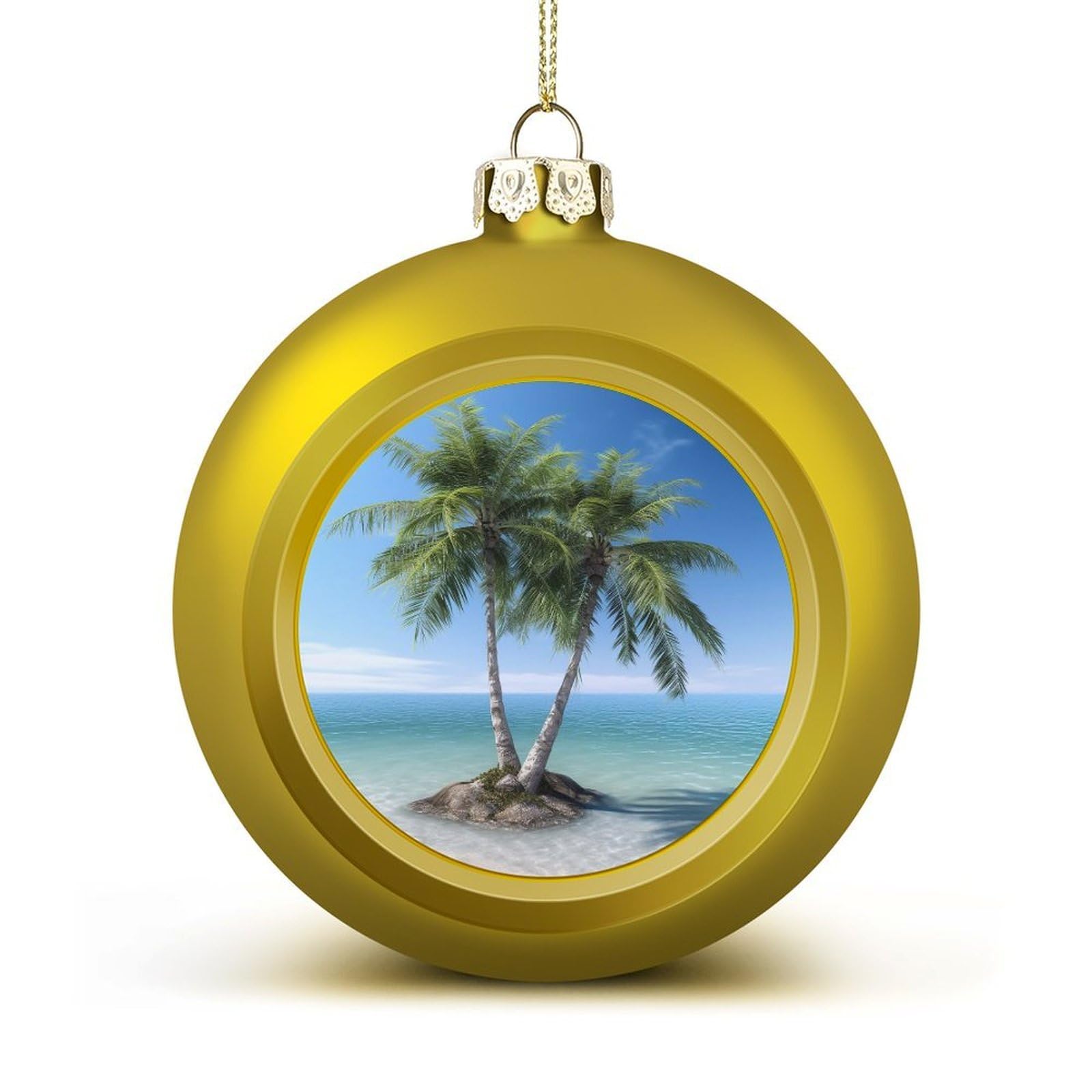 Sea Palm Trees Christmas Balls Ornaments for Xmas Christmas Tree 1.6" Hanging Shatterproof Xmas Balls Hanging Decor Pendants for Holiday Party Outdoor Indoor DIY Craft Supplies