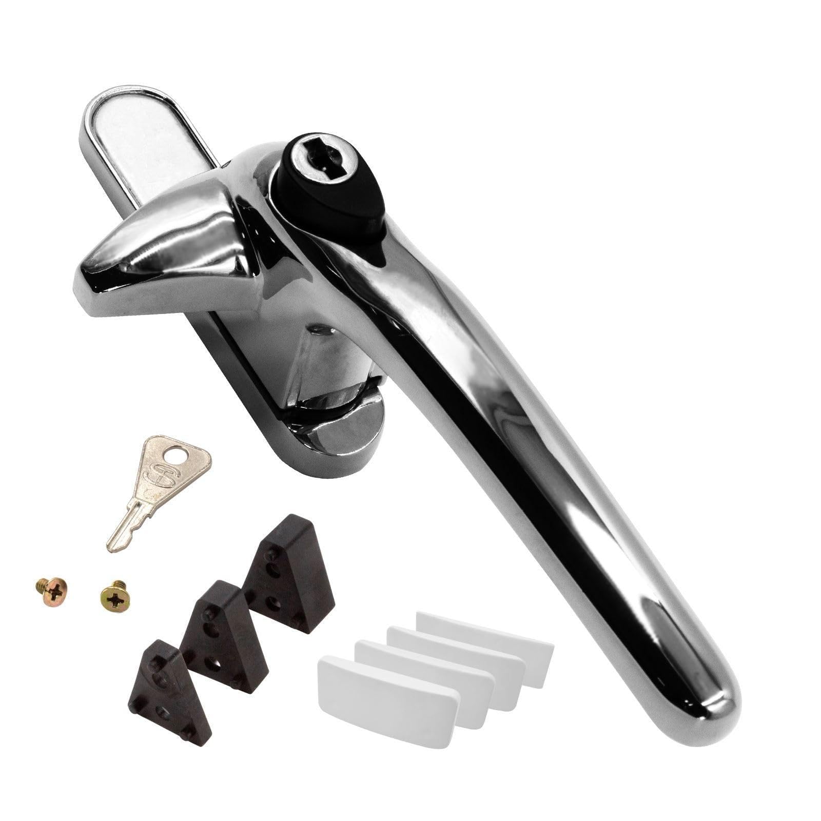 Universal Cockspur Window Handle Kit (3 Pack) - Right, Polished Chrome/White โ image 1