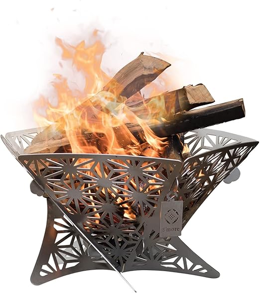 S'more Portable Assembled Camping Fire Pit,Outdoor Wood Burning Fire Pit,Small Bonfire Pit Steel Firepit Bowl for Patio Backyard Garden Fireplace for Outdoor Heating,Beach Parties,Picnic-M size