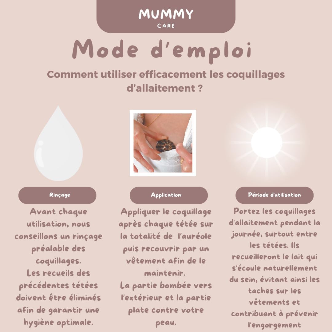 Coquillages d’Allaitement en Nacre Naturelle - Lot de 2 Coquillages pour Prévenir les Crevasses et Irritations - Solution Naturelle et Écologique pour les Mamans – Taille M (5,5-6 cm)