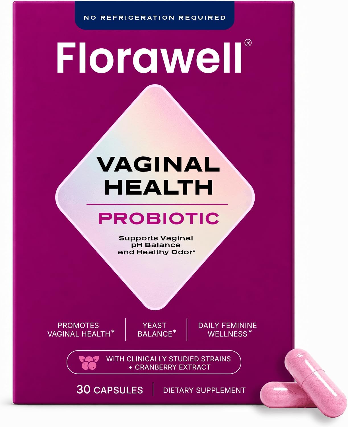 Vaginal Probiotics for Women – pH Balance, Healthy Odor, UT & Intimate Health - Vaginal Health Supplement with Cranberry Extract - 30 Oral Capsules