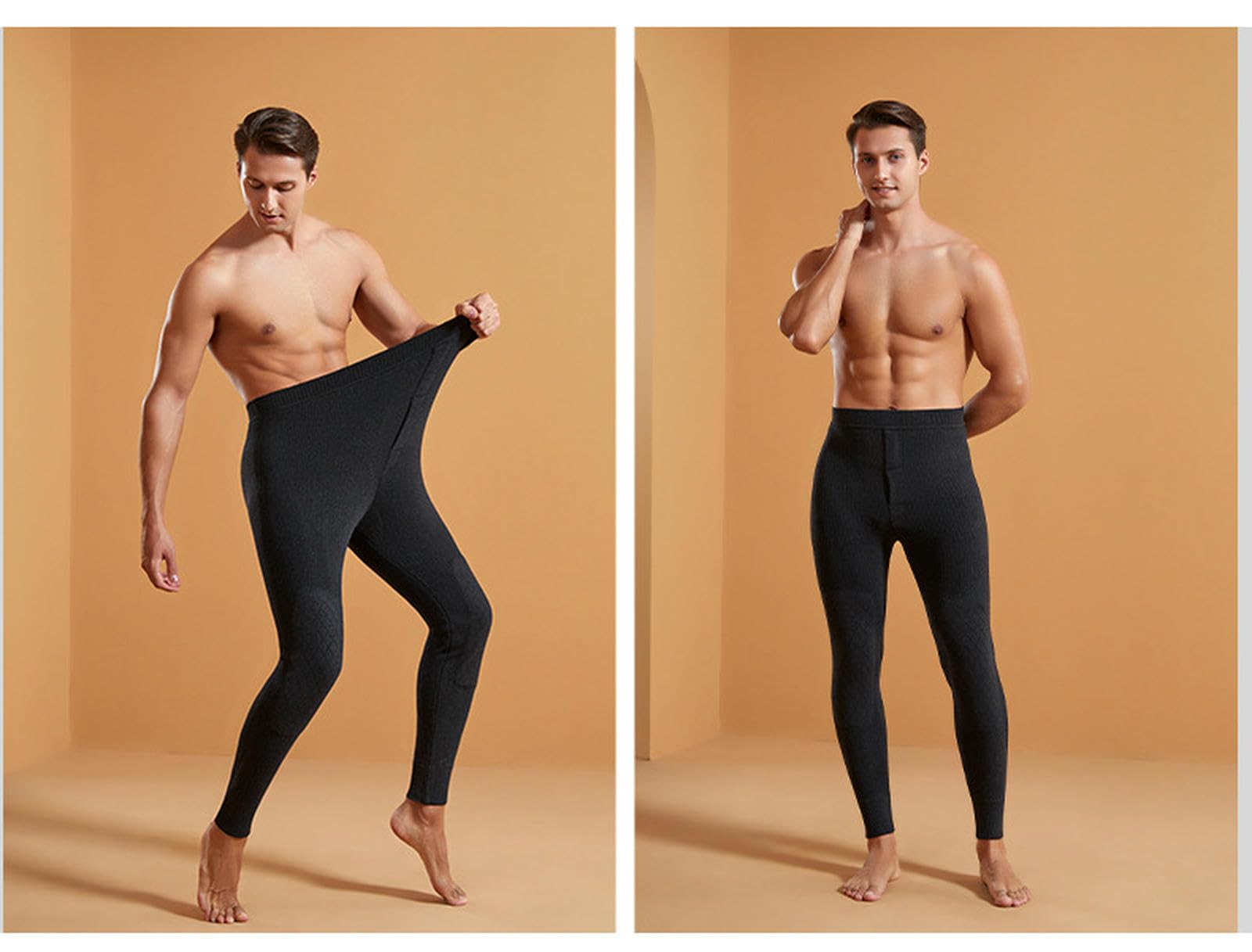 Collant Chaud Automne Et Hiver Laine Chaude Épais Leggings Chauds Élastiques Adaptés Aux Hommes-棕色-l