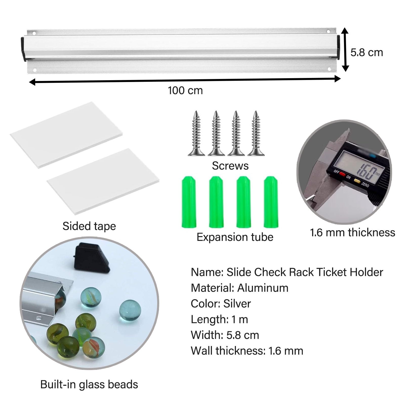 comandero hosteleria Barra De Tickets Cocina 1m, 1 2 3 4 Piezas Catering Tab Order Grabber, Aluminio Restaurante Comida Estante Titular De La Orden Para El Hotel Bares Fast-Food Línea Takeaway(4pack)