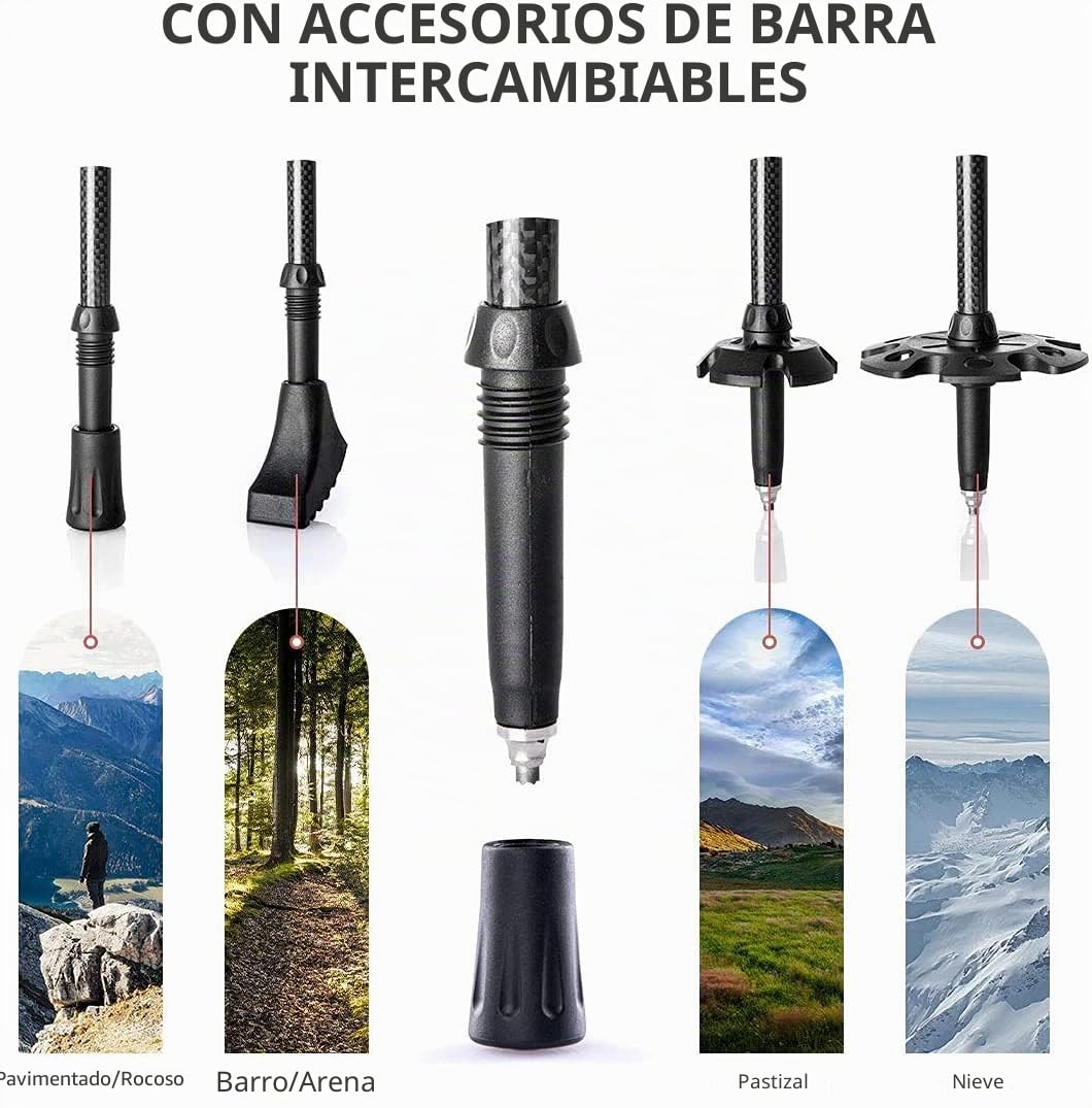 Naturehike Poste del Senderismo Fibra de Carbono Plegable Poste Telescópico con Corcho Natural Mango EVA Extensión Agarre Poste de Senderismo Acampar Nordic Ultra-luz