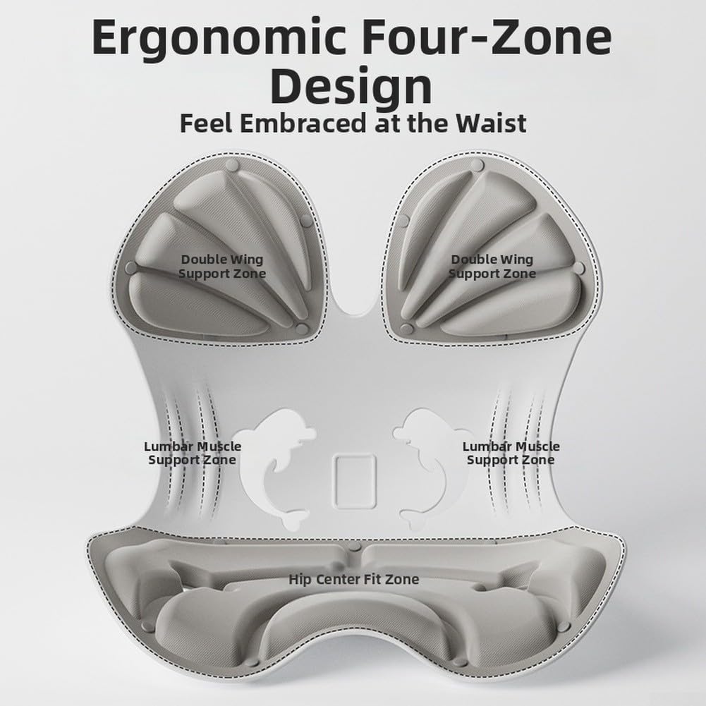 Cuscino di supporto lombare in memory foam, ergonomico, con design a 4 zone, sfoderabile e lavabile, per sedia da ufficio, auto, casa, postura ortopedica (nero)
