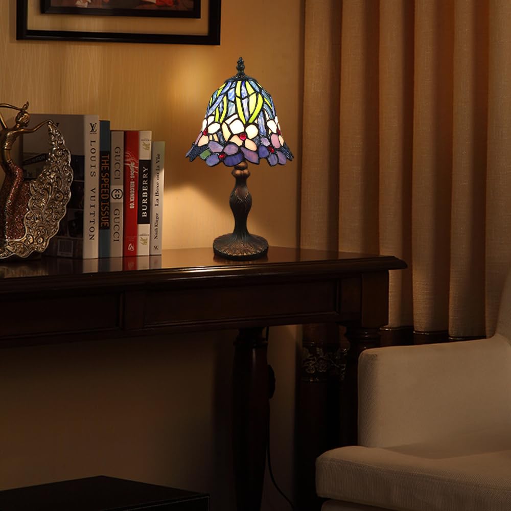 Tiffany Style 7 Zoll Tischlampe Buntglas Lampenschirme Kleiner Nachtlampe Antike Schreibtisch Licht Wohnzimmer Schlafzimmer Büro Vintage Art Deco Viktorianisch