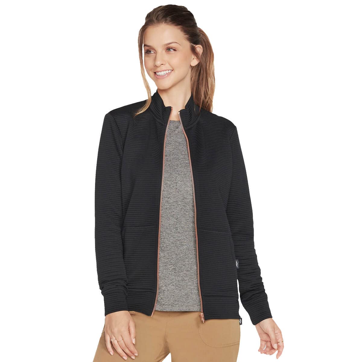 Skechers Womens Hoodless Hoodie Go Walk Jacket - Black - L