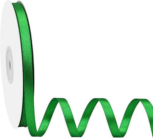 Miniatura 599 de Cinta de satén rosa polvoriento de doble cara de 1/4 pulgadas x 50 yardas, cintas de poliéster polvorientas para envolver regalos, cinta de tela