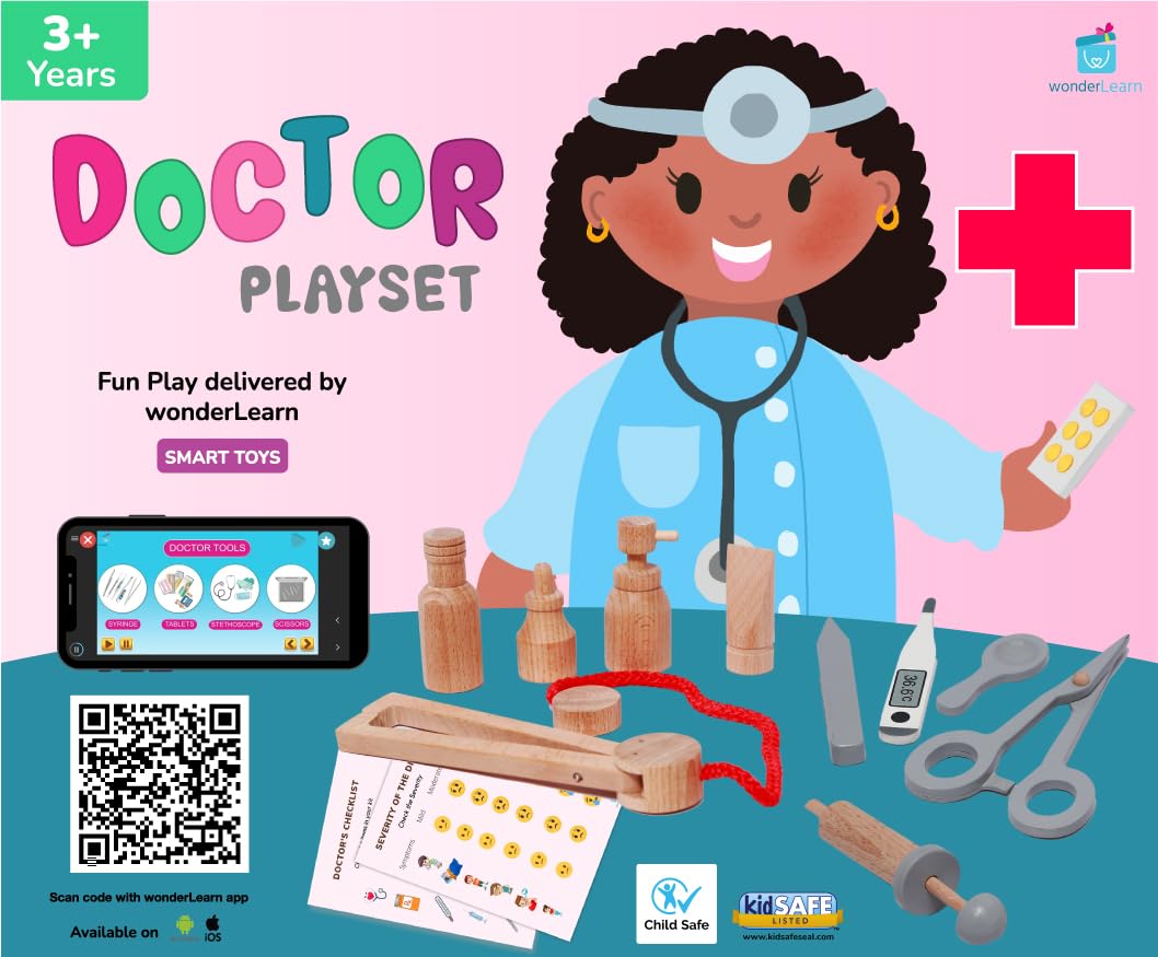 Wonderhood Wooden Doctor Set Pretend Play Smart Interactive, Fun Learning, Creative STEM Toy for 3+ Year Old Boy/Girl - Kids Doctor and Prescription Set - Birthday Gift (11 Pieces) (B0BFX5686L) Amazon Price History, Amazon Price Tracker