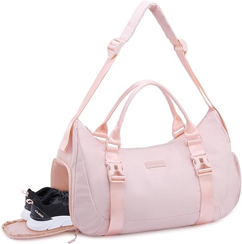 LOVEVOOK Bolsa de gimnasio para mujer, bolsa de lona para viajes con compartimento para zapatos, pequeña bolsa de gimnasio separación seca y húmeda,